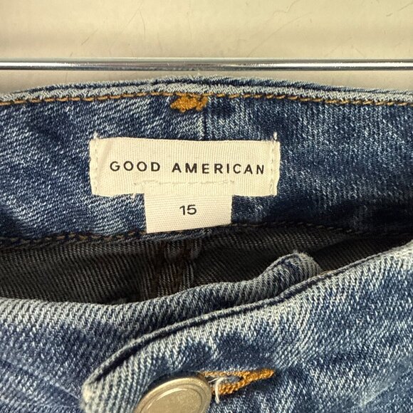 Good American Good Classic Raw Step Hem Straight Leg Jeans Indigo Plus Size 15 - Picture 7 of 11